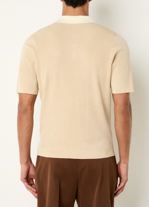 Sandro Ribgebreide slim fit polo - achterkant 3 beige