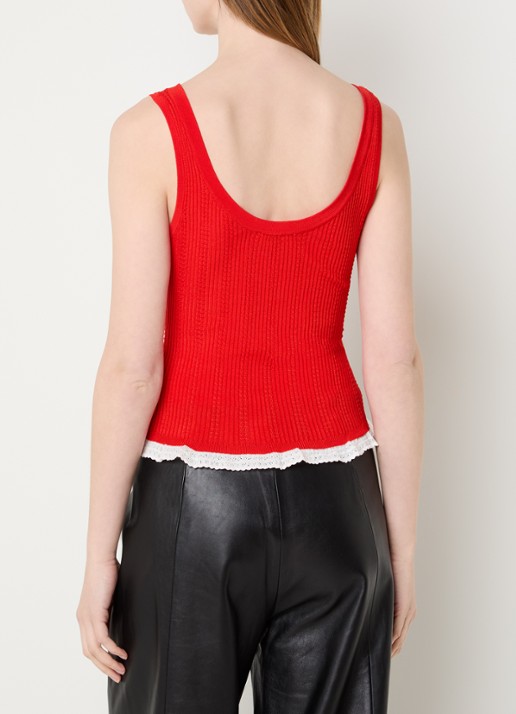Sandro Ribgebreide tanktop met logo - achterkant 2 rood