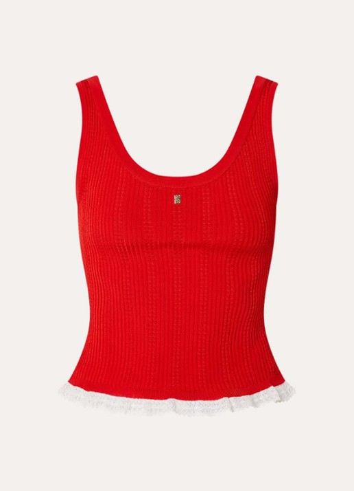 Sandro Ribgebreide tanktop met logo - voorkant 3 rood