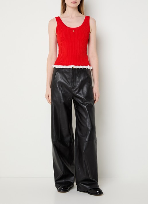 Sandro Ribgebreide tanktop met logo - voorkant 4 rood
