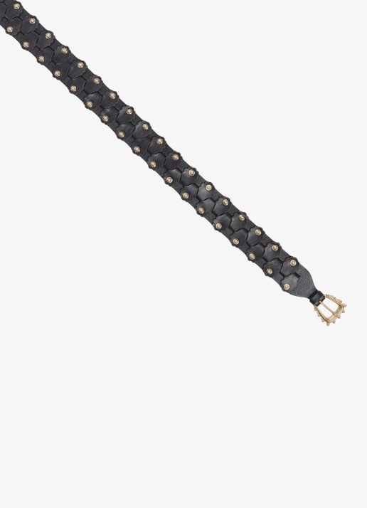 Sandro Riem van leer met studs - detail black / zwart