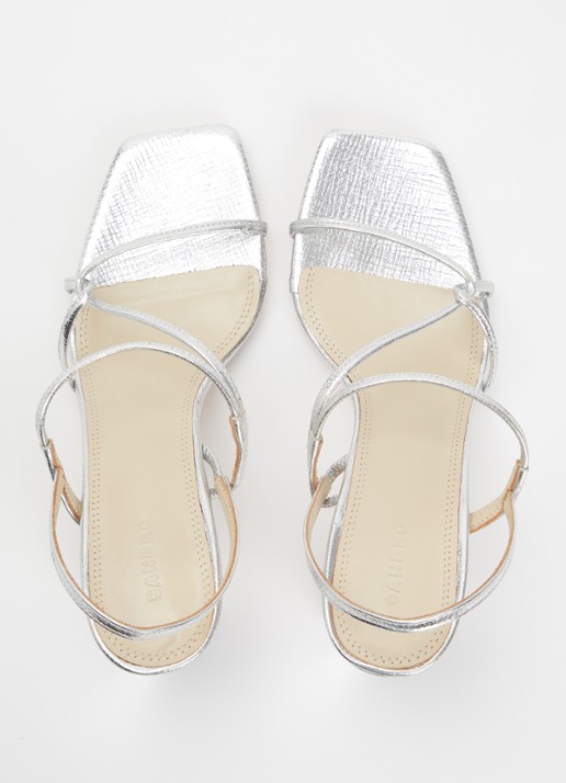 Sandro Sandalette van kalfsleer met metallic finish - detail 2 zilver