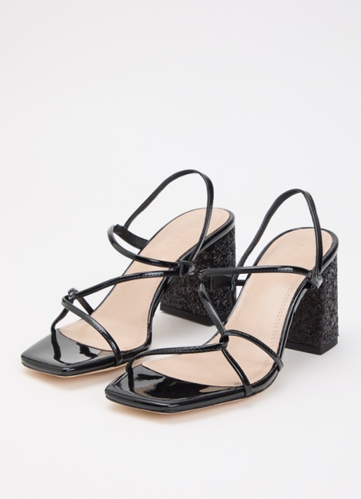 Sandro Sandalette van leer met glitter  - detail 2 zwart