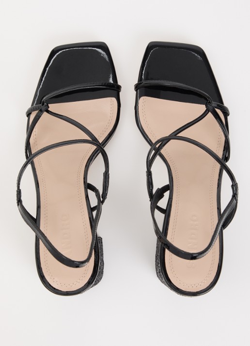 Sandro Sandalette van leer met glitter  - detail 3 zwart