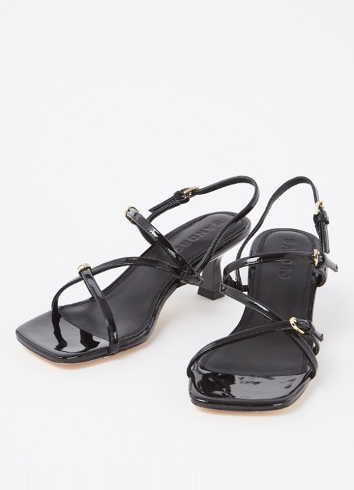 Sandro Sandalette van leer met lakfinish - detail 5 zwart
