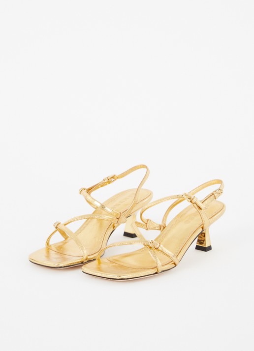 Sandro Sandalette van leer met metallic finish - detail 3 goud