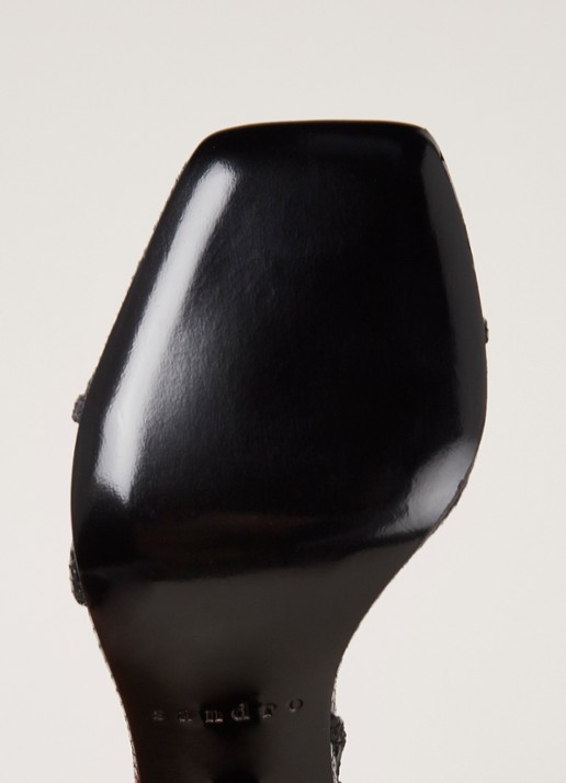Sandro Sandalette van leer met slangenstructuur - detail 4 zwart