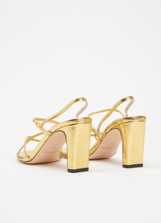 Sandro Sandalette van schapenleer met metallic finish - achterkant 5 goud