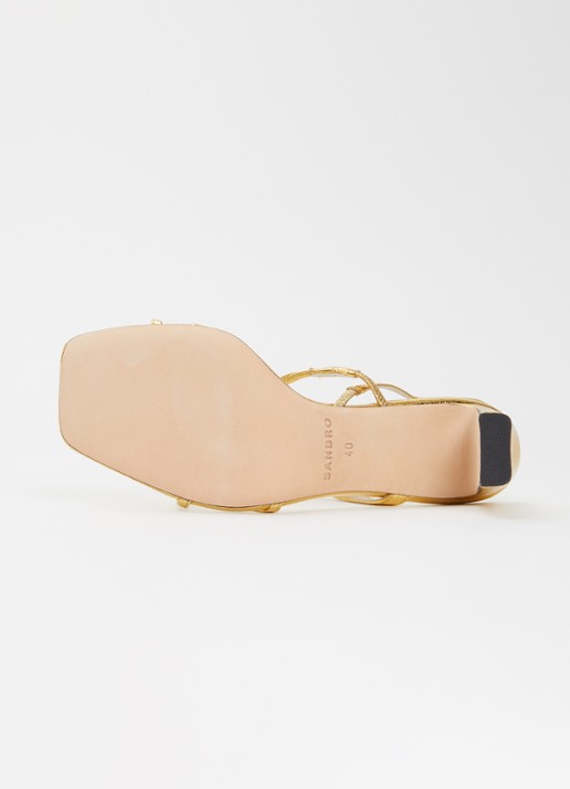 Sandro Sandalette van schapenleer met metallic finish - detail 4 goud