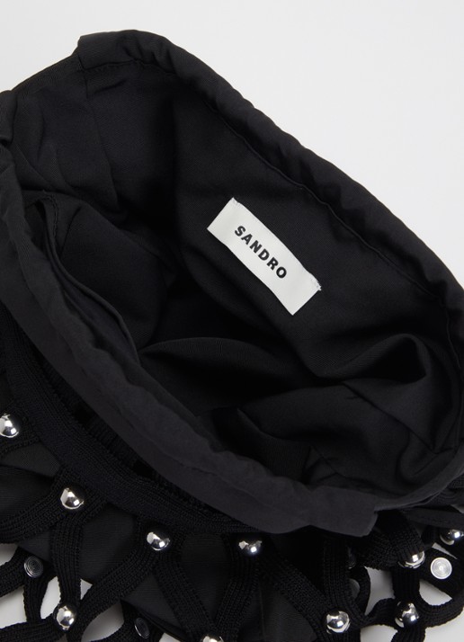 Sandro Schoudertas met studs - detail 3 zwart