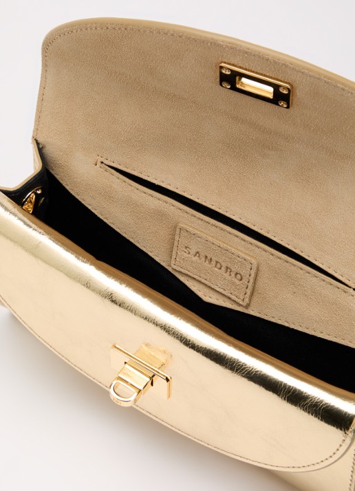 Sandro Schoudertas van leer met kettingdetail - detail 4 goud
