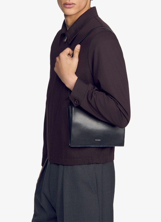 Sandro Schoudertas van leer - detail black / zwart