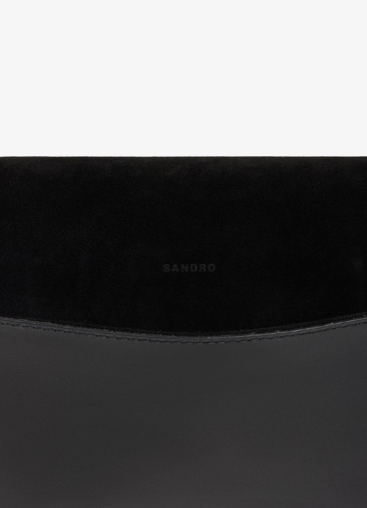 Sandro Schoudertas van leer - detail 4 black / zwart
