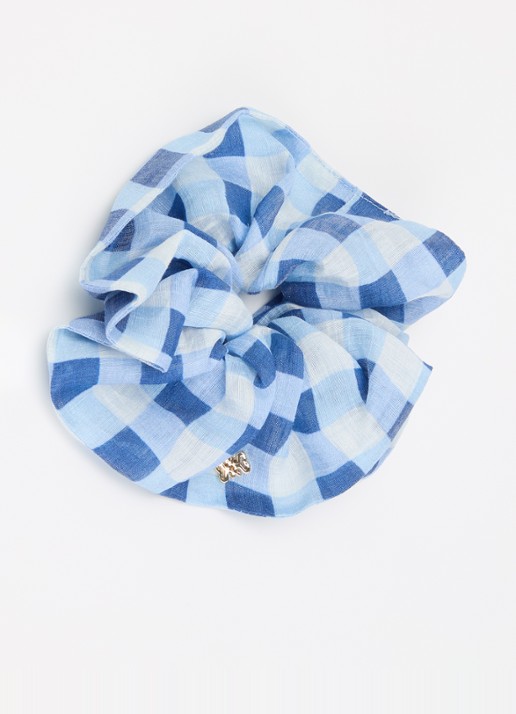 Sandro Scrunchie in linnenblend met ruitdessin