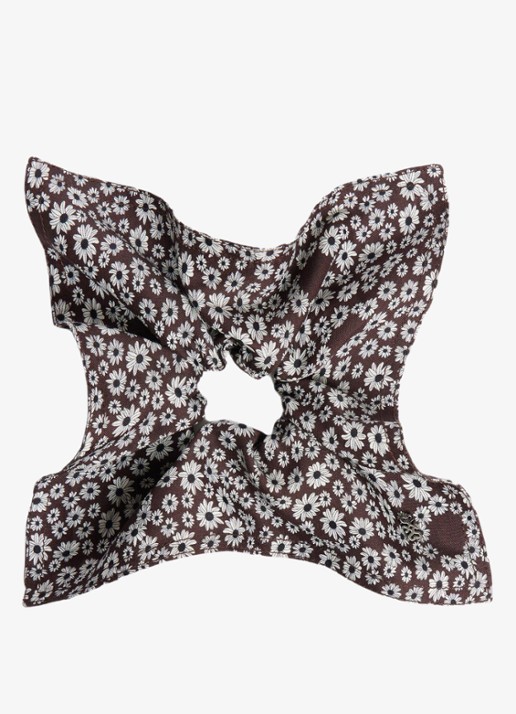 Sandro Scrunchie met bloemenprint - voorkant 2 donkerbruin