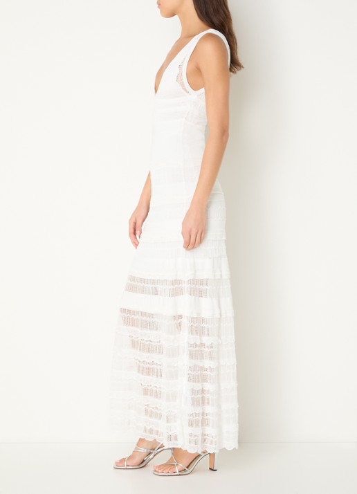 Sandro Semi-transparante maxi jurk  - voorkant 4 gebroken wit