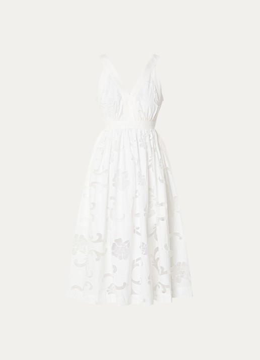 Sandro Semi-transparante midi jurk met broderie - voorkant wit