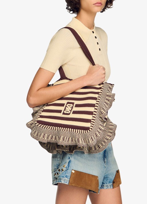 Sandro Shopper met streepprint - voorkant 2 bruin