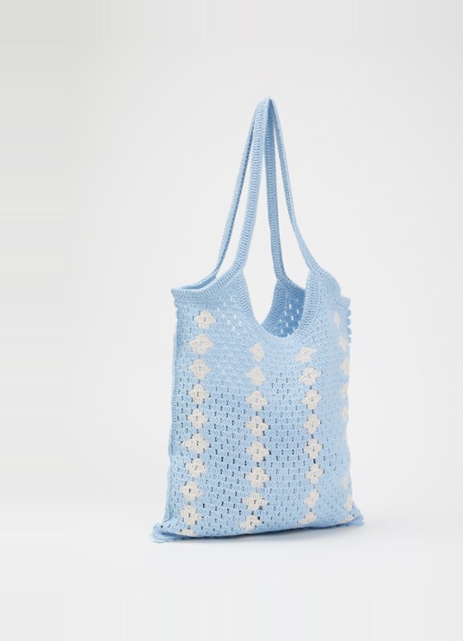 Sandro Shopper van crochet - achterkant 3 lichtblauw