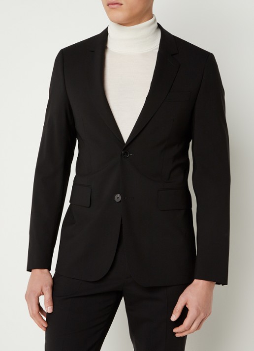 Sandro Slim fit colbert van scheerwol met klepzakken