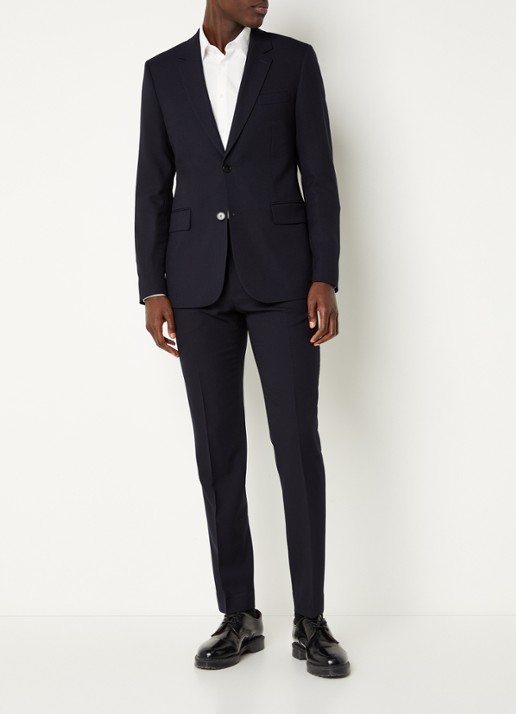 Sandro Slim fit colbert van wol met klepzakken - voorkant 3 donkerblauw
