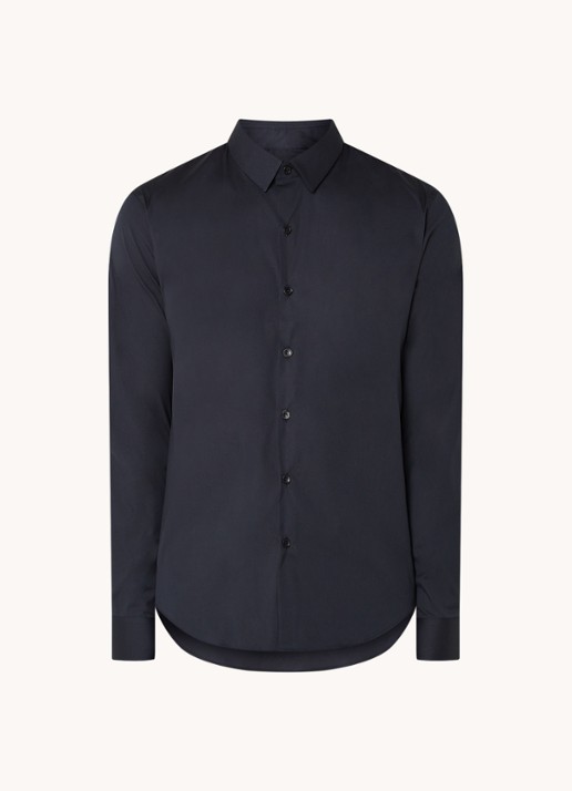Sandro Slim fit overhemd met stretch - voorkant 5 donkerblauw