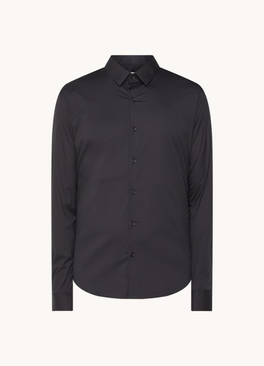 Sandro Slim fit overhemd met stretch - voorkant 3 zwart
