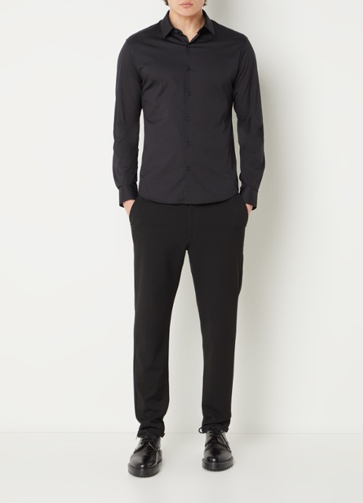 Sandro Slim fit overhemd met stretch - voorkant 4 zwart