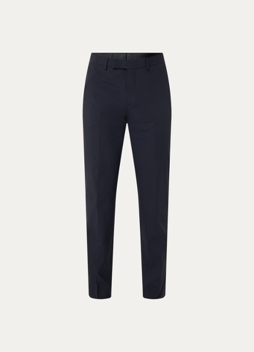 Sandro Slim fit pantalon in wolblend met steekzakken - voorkant donkerblauw