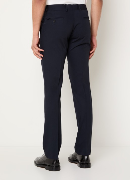 Sandro Slim fit pantalon van scheerwol met steekzakken - achterkant 3 donkerblauw
