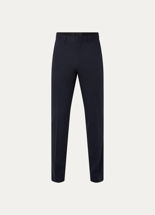 Sandro Slim fit pantalon van scheerwol met steekzakken - voorkant donkerblauw