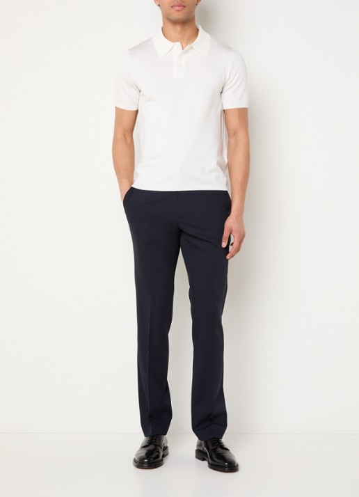 Sandro Slim fit pantalon van scheerwol met steekzakken - voorkant 2 donkerblauw