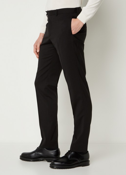 Sandro Slim fit pantalon van wol met steekzakken - detail 2 zwart