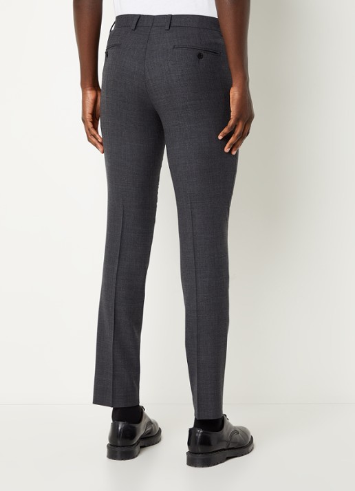Sandro Slim fit pantalon van wol met stretch - achterkant 5 donkergrijs