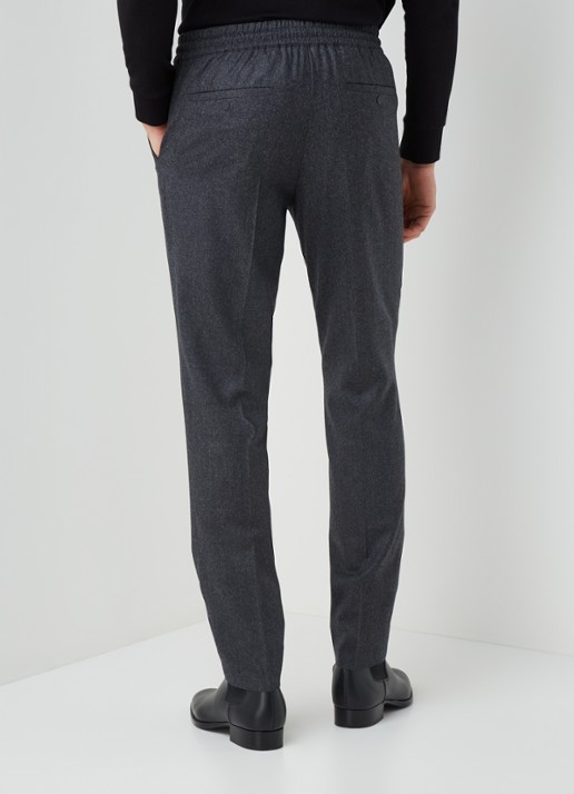 Sandro Slim fit pantalon van wolblend - achterkant donkergrijs