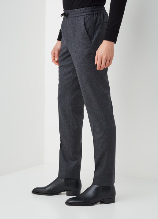 Sandro Slim fit pantalon van wolblend - detail 3 donkergrijs