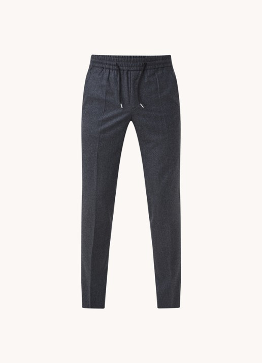 Sandro Slim fit pantalon van wolblend - voorkant 4 donkergrijs