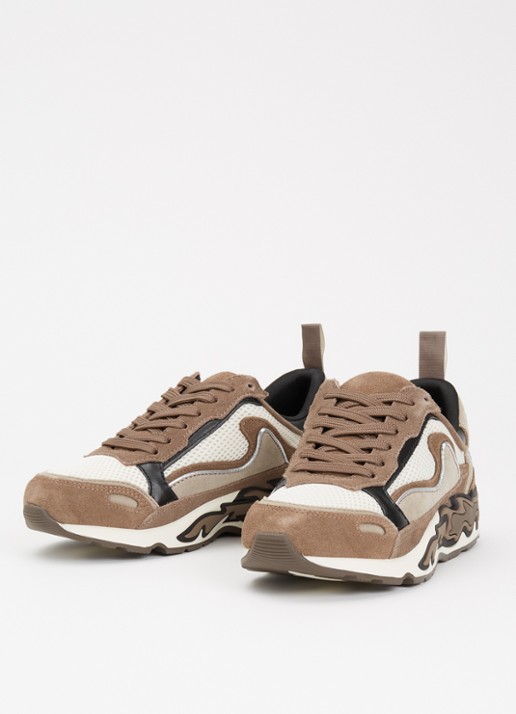 Sandro Sneaker met suède en leren details - detail 2 donkerbeige