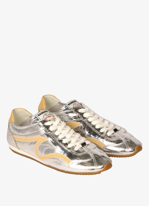 Sandro Sneaker van leer met metallic finish - detail 2 zilver