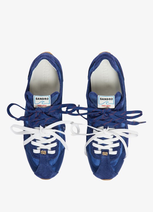 Sandro Sneaker van suède en leer - detail 3 blue / blauw
