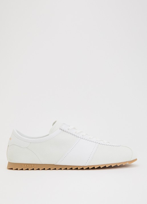 Sandro Sneaker van suède met details van leer - voorkant wit