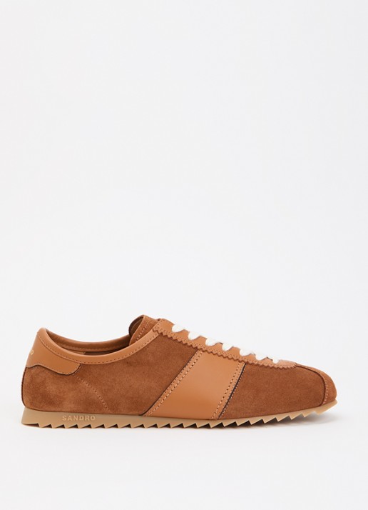 Sandro Sneaker van suède met leren details