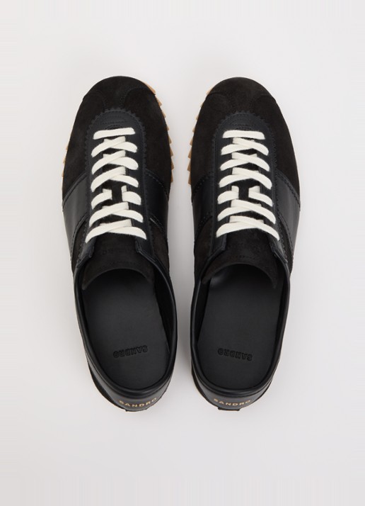 Sandro Sneaker van suède met leren details - detail 4 zwart