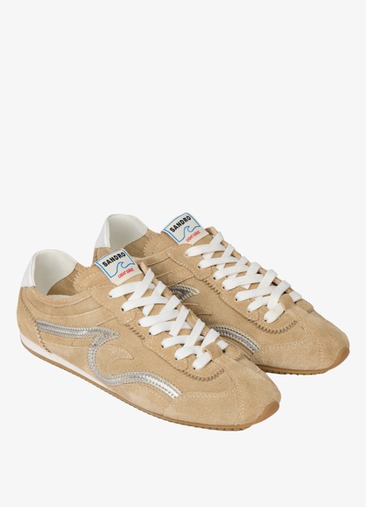 Sandro Sneaker van suède - detail 4 beige