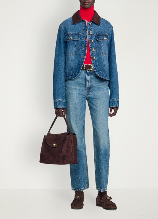 Sandro Spijkerjas met opgestikte zakken - detail 5 denim
