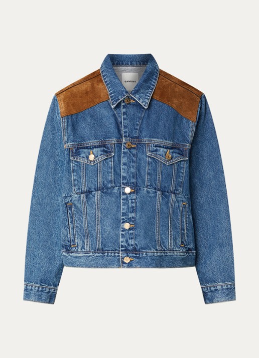 Sandro Spijkerjas met suède details - voorkant 2 indigo