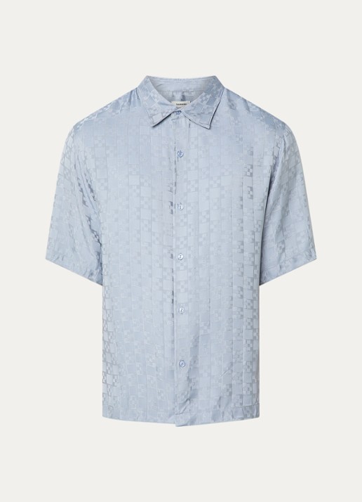Sandro Square Cross loose-fit shirt - voorkant 2 chambray / blauw