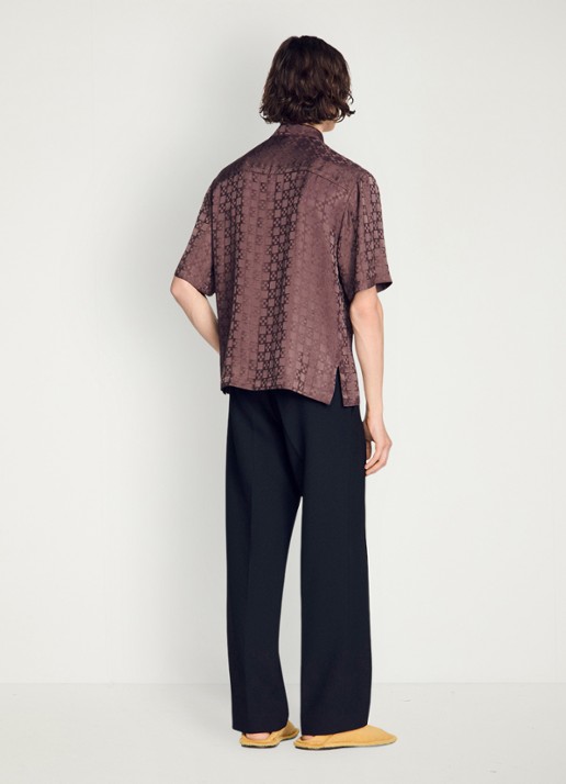 Sandro Square Cross loose-fit shirt - achterkant 3 chocolate / bruin