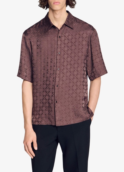 Sandro Square Cross loose-fit shirt - detail 4 chocolate / bruin