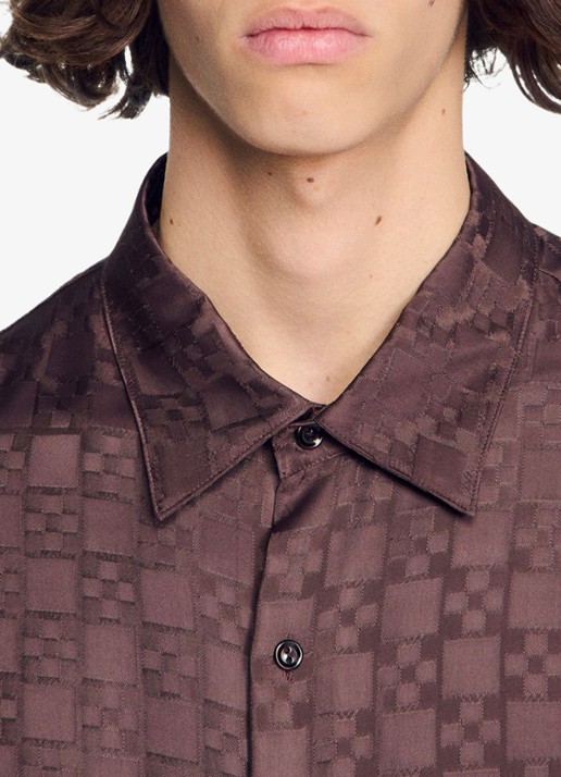 Sandro Square Cross loose-fit shirt - detail 6 chocolate / bruin